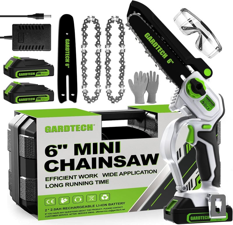 GARDTEC Mini Chainsaw Cordless 6 Inch - Portable Electric Chainsaw Cordless Battery Powered, Handheld Small Chain Saw with 2-side Security Lock [Southpaws Friendly] for Wood Cutting, Pruning Branches - Image 1